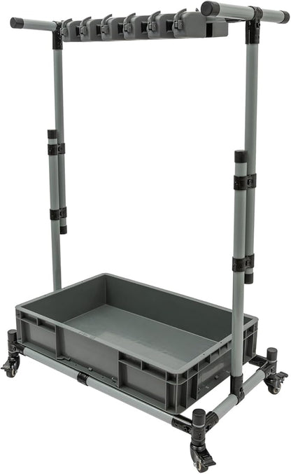 Broom and Mop Holder, Movable Floor-Mounted Mop Rack, Adjustable Height Freestanding Cleaning Tool Cart, Cleaning Supplies Organizer Holder w/10 Mop Slots for Garage Schools Hospitals Hotels