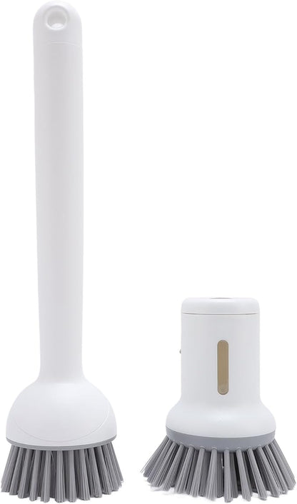ZJchao 2 Pcs Soap Dispensing Handle and Palm Brush Set, Efficient Rotating Head Dish Scrub Brush for Kitchen, High Efficiency Stain Removal, Comfortable Cleaning Experience,