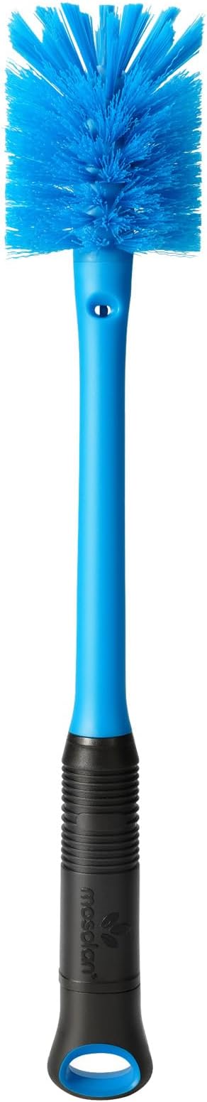MOSOLAN 2-in-1 Water Bottle Brush and Straw Cleaner Brush, Long Handle Scrub Brush with Replaceable Head for Water Bottles, Glasswares, Mugs, Flasks, Tumblers, Vases, and Kitchen Sink, Breezy Blue