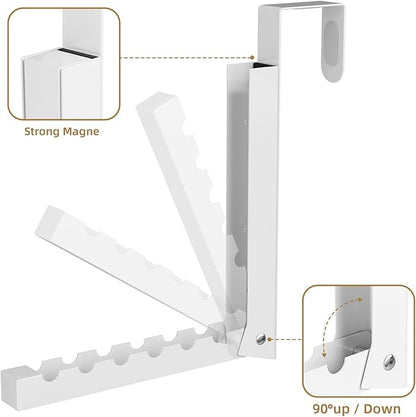 ZMBESUP Over The Door Hanger Folding Clothes Drying Rack, Folding Hanging Coat Rack for Indoor Laundry Room Compact Small Space Foldable Portable Clothing Hanger Hook Collapsible- 2 Pack (White)