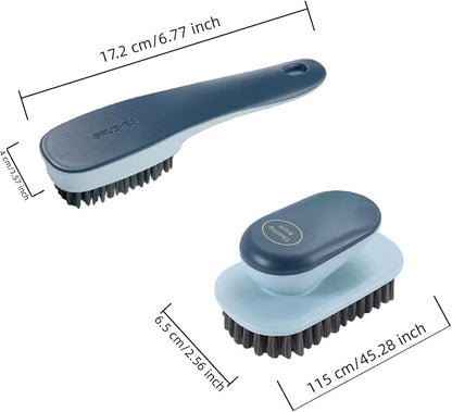 Laundry Brush, Shoe Brush, Used for Cleaning Stains, Floor Tiles, Kitchen, Carpet, Household Cleaning,Easy to Hold Set of，Soft Bristle Scrub，Sneaker，2 Pieces(Blue)
