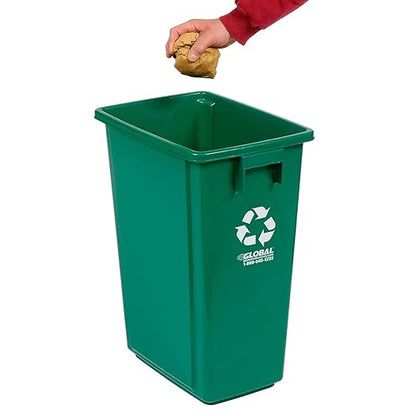 Global Industrial Indoor Recycling Container with Open Top, 15 Gallon Capacity, 12" W X 18" D X 24" H, Corrosion Resistant Polypropylene Construction, Green