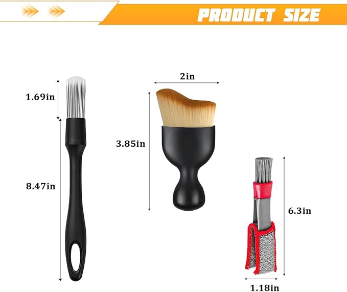 4PCS Car Detailing Brush Kit, Multi-Use Soft No Scratch Vehicle Interior Detail Duster Brush Set, Automotive Dusting Cleaning Kit for Exterior Interior, Universal for Vehicles