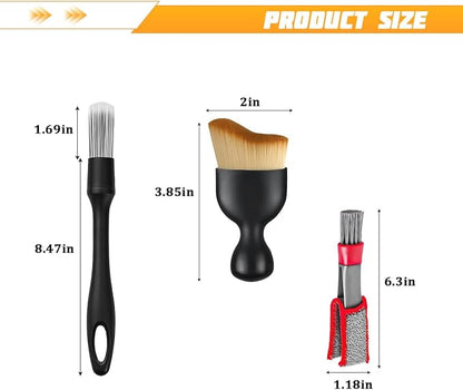 4PCS Car Detailing Brush Kit, Multi-Use Soft No Scratch Vehicle Interior Detail Duster Brush Set, Automotive Dusting Cleaning Kit for Exterior Interior, Universal for Vehicles