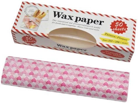 Food Wrapping Paper 50 Sheets Wax Paper Grease Proof Waterproof Baking Parchment with Heart Pattern Non-Stick Beeswax Wraps Paper Liners Tissue for Bread Sandwich Burger Gift 218 x 250mm