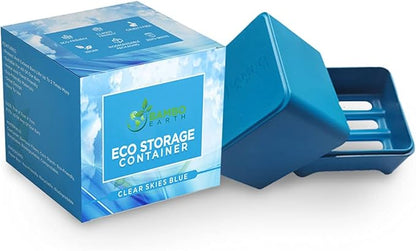 BAMBOEARTH Natural Eco-Friendly in-Shower Storage Container - Soap Dish Holder for Shampoo Conditioner & Body Bars Made of Bamboo - Extends Bar Life Plastic Free Zero Waste & Vegan (Blue)