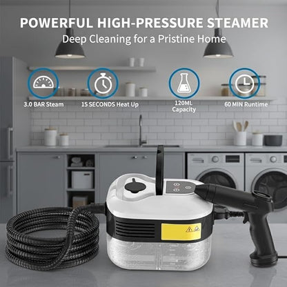 2500w Handheld High-Temperature Pressurized Steam Cleaner, 2026 Upgraded Portable High Pressure Steam Cleaner, 2500watt Handheld Steam Cleaner for Kitchen, Bathroom, Furniture, Car (Upgraded-Red)