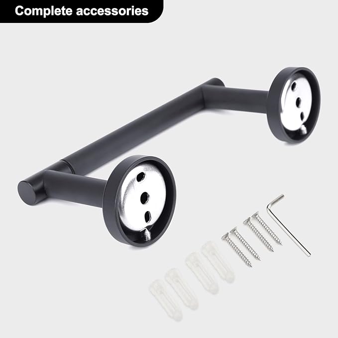 Matte Black Toilet Paper Holder Set, Stainless Steel Towel Ring, Double Post Pivoting Toilet Paper Holder and Hand Towel Holder Set for Bathroom,Bathroom Hardware Accessories Set Black