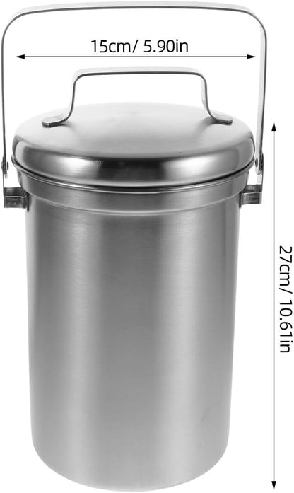 Compost Bin for Kitchen Countertop - 3L Stainless Steel Indoor Compost Bucket - Garbage Can Trash Pail for Kitchen Food Waste with Carrying Handle