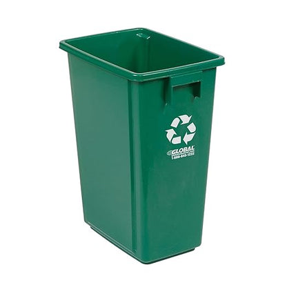 Global Industrial Indoor Recycling Container with Open Top, 15 Gallon Capacity, 12" W X 18" D X 24" H, Corrosion Resistant Polypropylene Construction, Green