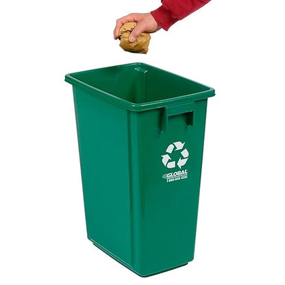 Global Industrial Indoor Recycling Container with Open Top, 15 Gallon Capacity, 12" W X 18" D X 24" H, Corrosion Resistant Polypropylene Construction, Green