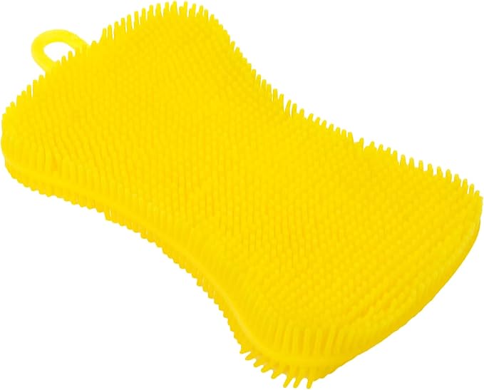 Yellow 5 Pcs Silicone Cleaning Scrubber，Colored Sponges for Dishes for Cleaning Silicone Scrubber Kitchen