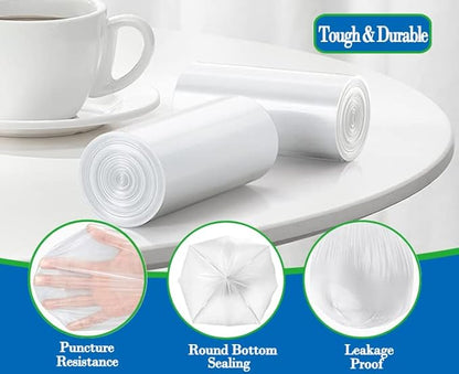 5 Gallon 80pcs (Fit 4.5-5.3 Gal) Small Clear Trash Bags Strong Garbage Bags, 18-20 Liter Bathroom Trash Can Bin Liners, Unscented Plastic Bags for Office, Waste Basket Liner, 4.5,5Gal-Clear