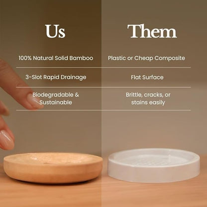 Bare Botanics Bamboo Bar Soap Holder (2pcs) | 3-in Slotted Natural Bamboo Tray for Shower Steamers | Cruelty-Free & Vegan