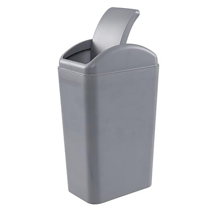 Plastic Waste Bin with Swing Lid, 14 Liter Garbage Can, 1 Pack (Grey)