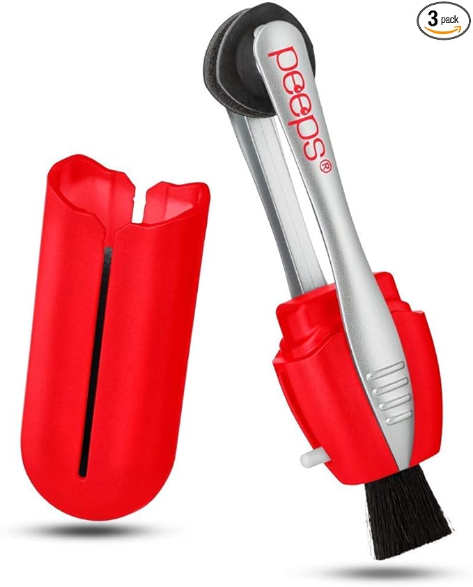 Peeps Glasses Cleaner - for Eyeglasses, Reading Glasses, and More - Lens Cleaner with Carbon Microfiber Tech-Injected Red-3 Count (Pack of 1)