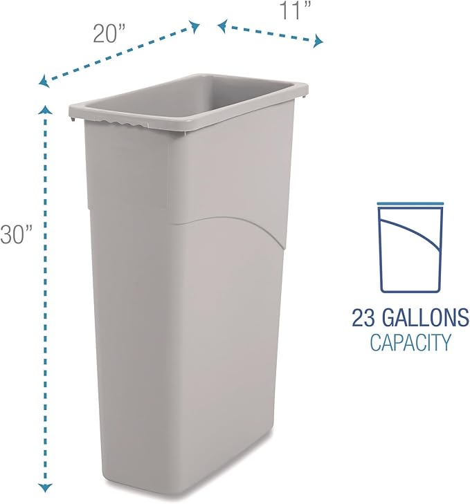 Boardwalk Slim Garbage Can, 30" Plastic Waste Container, 23 Gallon Capacity, Commercial Indoor, Made in The USA