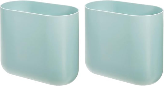 iDesign Small Slim Plastic Bathroom Trash Can, Garbage Can for Bedroom, Office, Desk, Dorm, 2-Pack, Blue