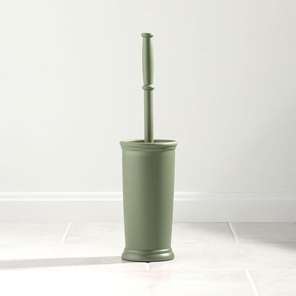 mDesign Toilet Bowl Brush and Holder - Covered Bathroom Toilet Brush - Standing Toilet Bowl Scrubber in Modern Holder - Space Saving, Deep Cleaning Brush for Toilet - Hyde Collection - Olive Green