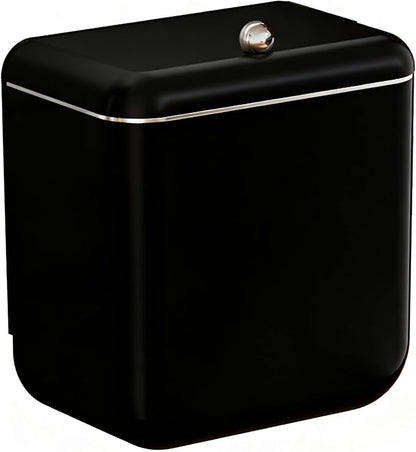 Large 3.2 Gallon Compost Bin, Under Sink Trash Can with Lid, Hanging Waste Cabinet for Office Kitchen Cupboard Bathroom Bedroom, Both Black