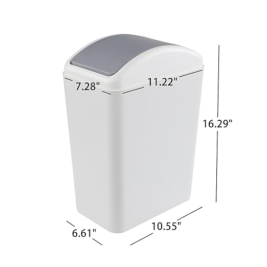 4.5 Gallon Swing Top Trash Can, Plastic Garbage Can with Swing Lid (Gray)