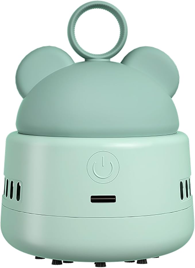 Mini Desktop Vacuum Cleaner Cute Cordless Table Dust Sweeper Cartoon Vacuum USB Rechargeable Battery Operated for Cleaning Dust Crumbs Hairs Scraps (Coral Blue)