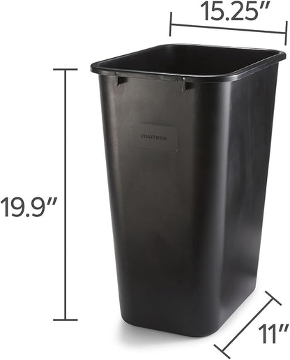 COASTWIDE Professional Indoor Trash Can Without Lid, Black Soft Molded Plastic, 10.25 Gallon