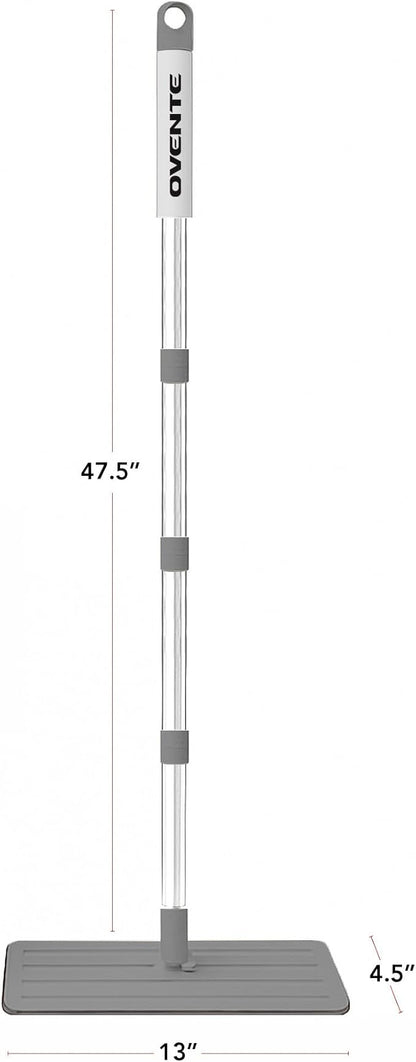 OVENTE Mop and Bucket with Wringer Set, Hands-Free Self-Cleaning Flat Floor Mop with Washable Microfiber Pad, Home Cleaner for Smooth Wall, Hardwood, Tile, Laminate and Glass Windows, Beige MBP32BGG