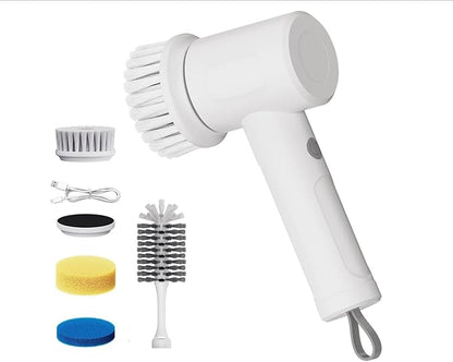 Electric Spin Scrubber - Cordless Handheld Cleaning Brush with 2 Speeds & 4 Brush Heads, Rechargeable 1500mAh Battery for Kitchen Sink, Bathroom Tile, Stovetop, Glass, Car Detailing