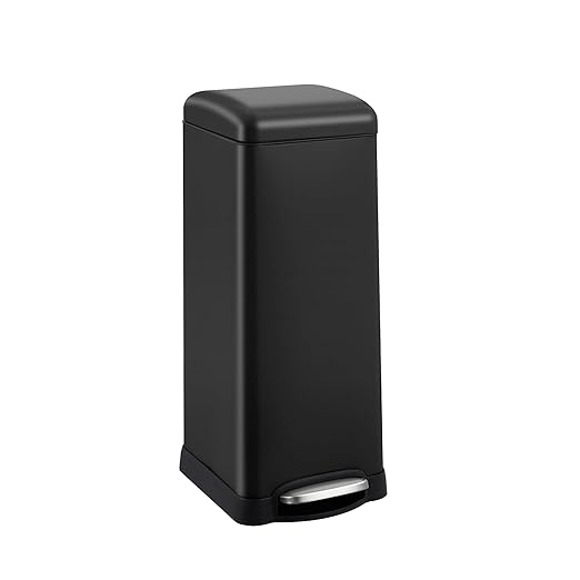 Garvee 8 gal/30 L Kitchen Trash Can, Fingerprint-Proof Stainless Steel Garbage Can with Soft-Close Lid, Recycle Bin with Removable Inner Buckets and Foot Pedal for Office Bedroom Bathroom, Black