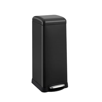 Garvee 8 gal/30 L Kitchen Trash Can, Fingerprint-Proof Stainless Steel Garbage Can with Soft-Close Lid, Recycle Bin with Removable Inner Buckets and Foot Pedal for Office Bedroom Bathroom, Black