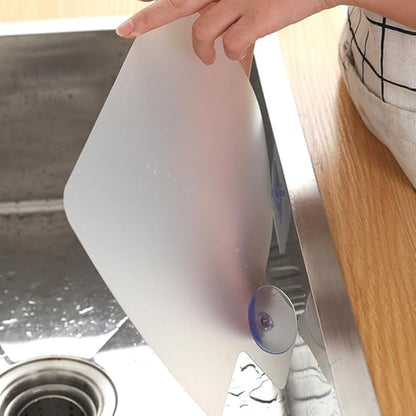 Angoily Kitchen Sink Splash Guards 4-Pack Water Barrier Baffle Boards with Suction Cups Oil Resistant Sink Water Shield Accessories 11.22X9.84In for Splash Prevention and Easy Cleaning