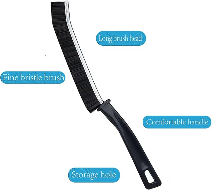 Hard Bristle Crevice Cleaning Brush.Multi-Purpose New Cleaning Brush Tool, Black Bristles with Ergonomic Grip Bathroom Gap Brush, Home, Kitchen, Bathroom, Faucets, Toilet,Window, Vehicle, (6)