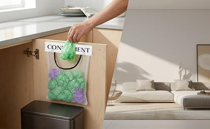 4PCS Grocery Bag Holder, Mesh Plastic Bag Holder for Cabinet, Sticky Wall Mount Storage Dispensers, Recycling Garbage Folding Hanging Storage Bags Grocery Bags Holders White