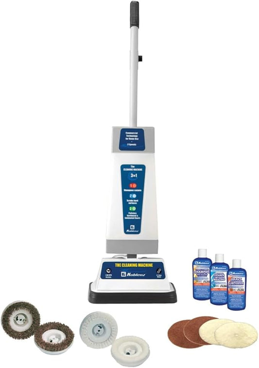 Koblenz Shampooer and Polisher Cleaning Machine, Floor Cleaner with 1100-rpm Motor, 5' Power Cord, 120-oz Tank, 2-Speed Settings, Scrubbing Brushes, Lambswool Pads, and Polishing Pads, P-820 B