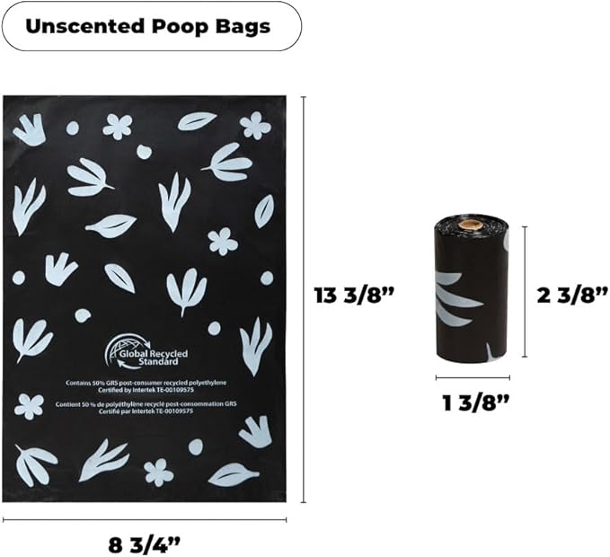 Best Pet Supplies Dog Poop Bags for Waste Refuse Cleanup, Doggy Roll Replacements for Outdoor Puppy Walking and Travel, Leak Proof and Tear Resistant, Thick Plastic - Black (Unscented), 600 Bags