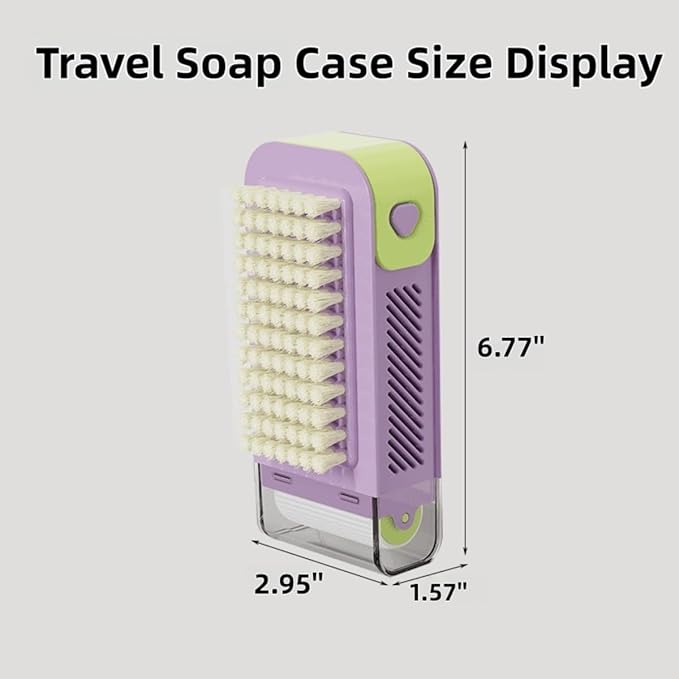 Travel Soap Case, 3-in-1 Leak Proof Soap Holder with Brush & Lathering Roller, Portable Container for Laundry & Shoe Washing, Ideal for Travel, Camping, Gym, Dorm (Multicolor)