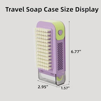 Travel Soap Case, 3-in-1 Leak Proof Soap Holder with Brush & Lathering Roller, Portable Container for Laundry & Shoe Washing, Ideal for Travel, Camping, Gym, Dorm (Multicolor)