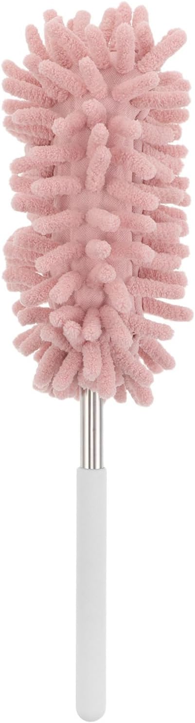 Extendable Dusting Wand with Extendable Pole and Bendable Head, 27-76cm/10.6-30'' Washable Furniture Duster Retractable Duster with Handle for Home Cleaning