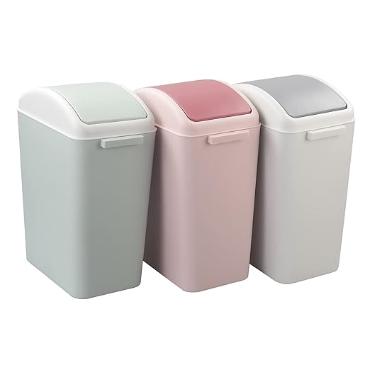 Kekow 4.5 Gallon Plastic Trash Can with Swing-Top, Swing Lid Waste Can, Pink