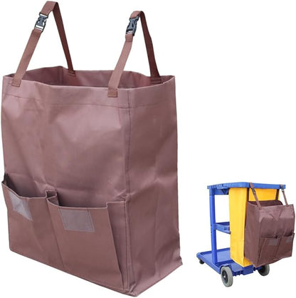 Multipurpose Housekeeping cart Bag Separate Storage Bag,Replacement Janitorial cart Bag,Organizer Housekeepers Cart Sorting Pocket, Used for Material Storage Transport (Brown)