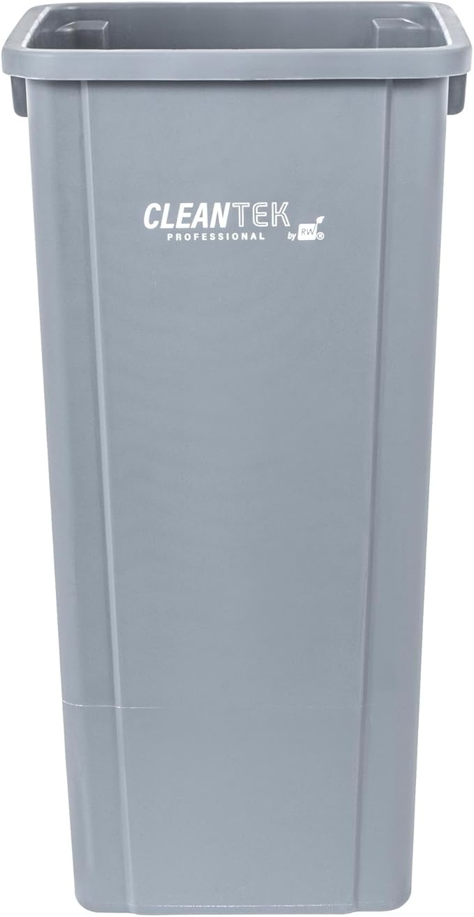 Restaurantware-Clean Tek Professional 23 Gallon Trash Can, 1 Square Waste Basket - Lid Sold Separately, Space Saving, Gray Plastic Garbage Bin, Ideal For Home, Office, Restaurant, And More