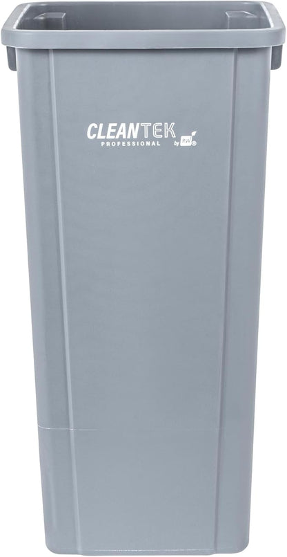 Restaurantware-Clean Tek Professional 23 Gallon Trash Can, 1 Square Waste Basket - Lid Sold Separately, Space Saving, Gray Plastic Garbage Bin, Ideal For Home, Office, Restaurant, And More