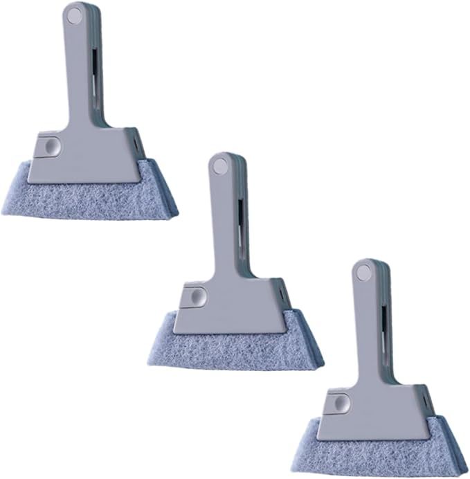 Window Track Cleaner, 4-in-1 Window Groove Cleaning Brush with Scraper and Dust Remover, Multi-Function Gap Cleaning Tool for Window Slider Dead Corners and Grime Removal, 5.31 x 6.3 Inch (Gray 3)