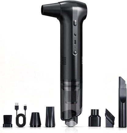 Electric Air Duster & Vacuum 2-in-1, Dual Brushless Motor 130000RPM Compressed Air Duster, 16000PA Handheld Vacuum, 3 Speed Mini Blower, Fast Charging 6000mAh Rechargeable, Keyboard Car Cleaning Kit