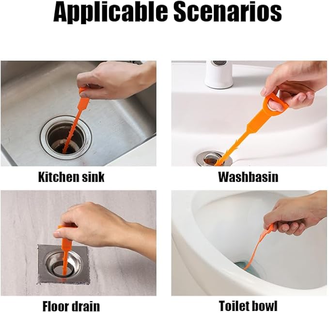 8 Pack 25 Inch Drain Snake Clog Remover Tool,Hair Cleaner for Shower, Kitchen Sink, Bathtub and Bathroom, Flexible Plastic Drain Auger Cleaning Tool