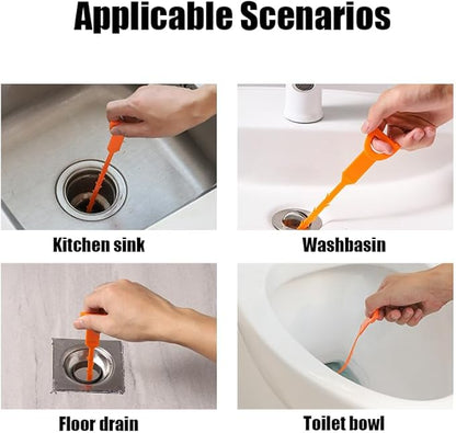 8 Pack 25 Inch Drain Snake Clog Remover Tool,Hair Cleaner for Shower, Kitchen Sink, Bathtub and Bathroom, Flexible Plastic Drain Auger Cleaning Tool