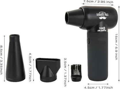 Compressed Air Duster - Electric Duster for Hair Barber, 3 Gear Mini Portable Jet Dry Air Blower, Cordless Vacuum Cleaner, for PC, Office,Salon, Fan, Laptop, Keyboard, Car -Black