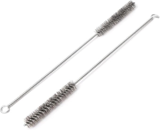 12 Inch Pipe Cleaning Brush Set with Stainless Steel Bristles, Steel Wire Tube Brush Kit for Auto Parts Polishing, Machining, Bottles, Tubes, Etc.（15mm-2pcs）