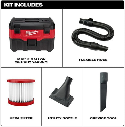 Milwaukee V M18 Vacuum Wet/Dry (Bare Tool) + TPT Premium cart storekid